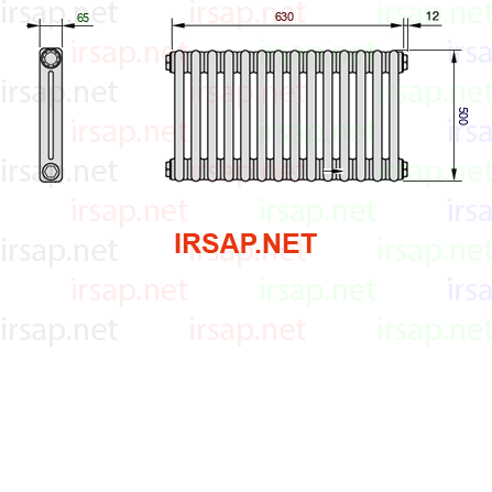 чертеж радиатора Irsap Tesi 20500-1420500-14-14-01